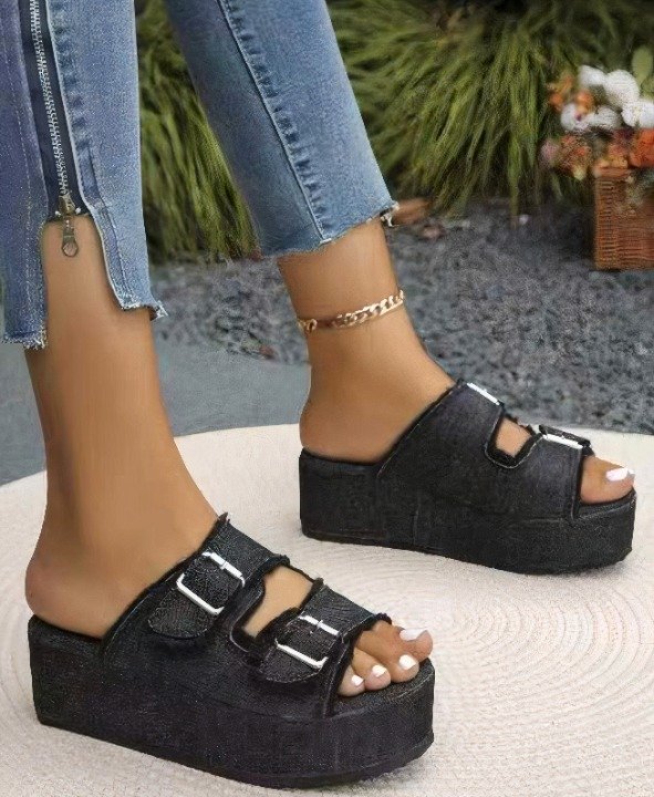 Fabric Casual Plain Summer Slide Sandals