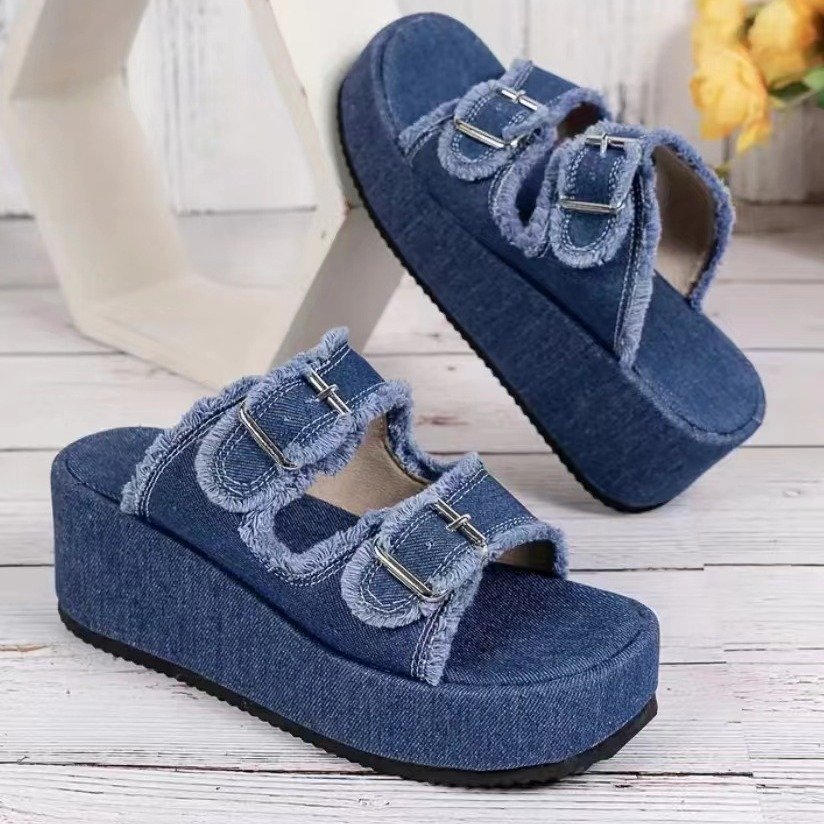 Fabric Casual Plain Summer Slide Sandals