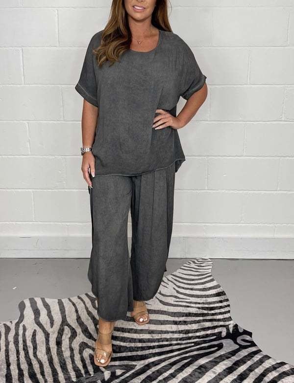 Women Plain Two-Piece Set Daily Half Sleeve Vintage Summer Top With Pants Matching Set