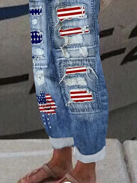 Women America Flag Long Pants Casual Spring/Fall Trousers