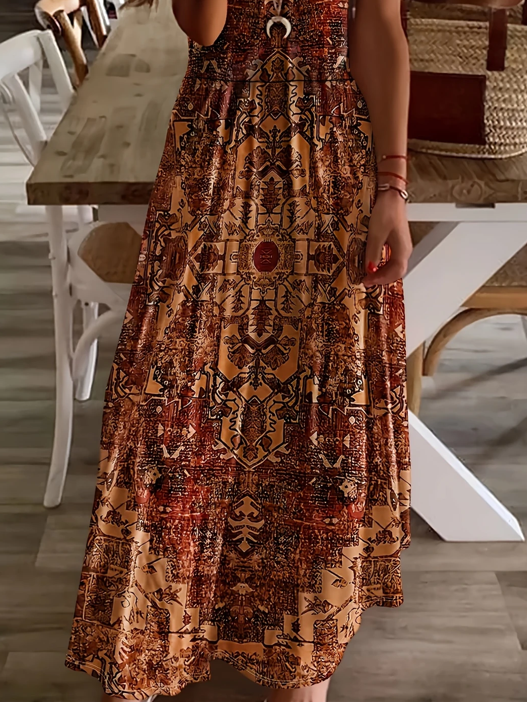Women Floral Short Sleeve Summer Printing Dress V Neck Daily Casual Maxi X-Line Dress