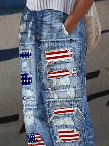 Women America Flag Long Pants Casual Spring/Fall Trousers