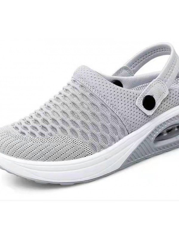 Half-slip Breathable And Lightweight Rear-lace Elastic Band Xiafei Woven Toe Solid Color Women's Sports Style Two-way Sandals