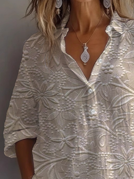 Women Floral Long Sleeve Shirt Spring/Fall Printing Shirt Collar Daily Casual Top