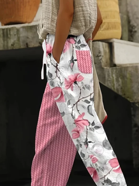 Women Floral Long Pants Casual Spring/Fall Trousers