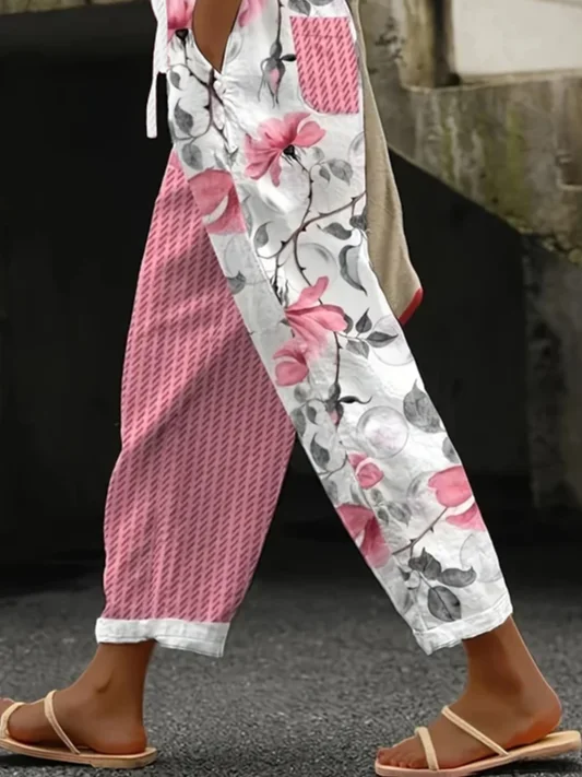 Women Floral Long Pants Casual Spring/Fall Trousers