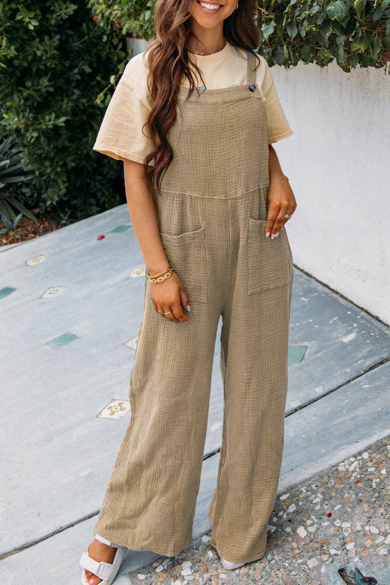 Women Plain Spaghetti Sleeveless Casual Summer Jumpsuit
