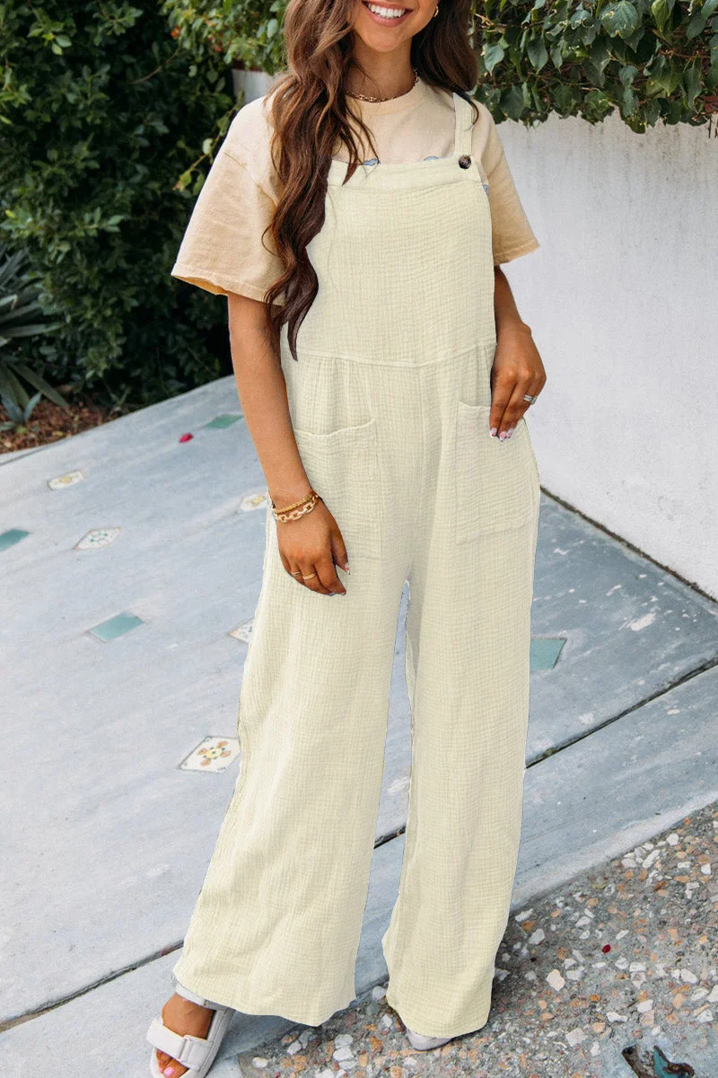 Women Plain Spaghetti Sleeveless Casual Summer Jumpsuit
