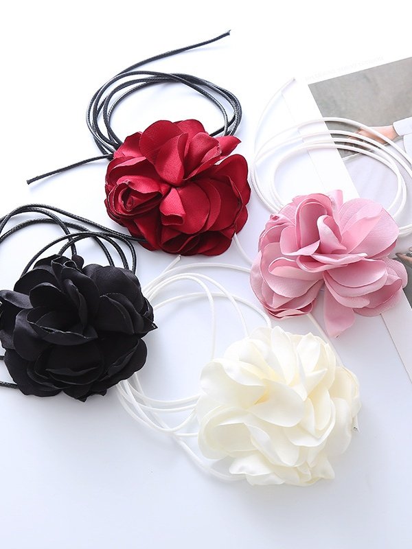 Three-dimensional Flower Strap Rose Necklace Neck Flower Neck Strap Neck Accessory Collar Necklace
