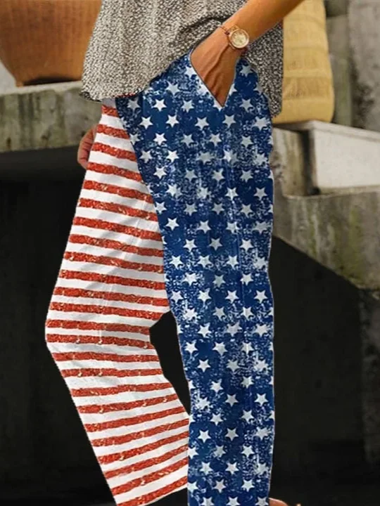 Women Independence Day (Flag) Long Pants Casual Spring/Fall Trousers