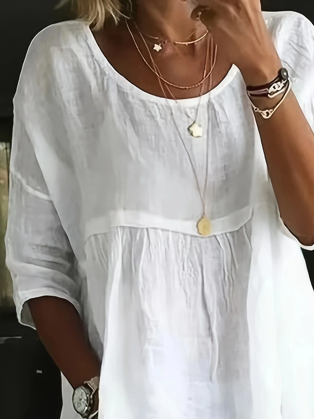 Women Plain Half Sleeve Shirt Summer Printing Crew Neck Daily Casual Top