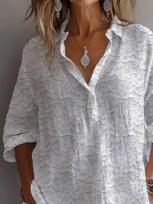 Women Floral Long Sleeve Shirt Spring/Fall Printing Shirt Collar Daily Casual Top