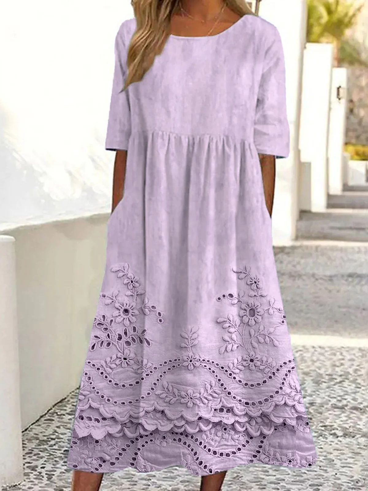 Women's Half Sleeve Summer 3D Printing Dress Crew Neck Daily Going Out Vintage Maxi Shirt Dress A-Line Dress