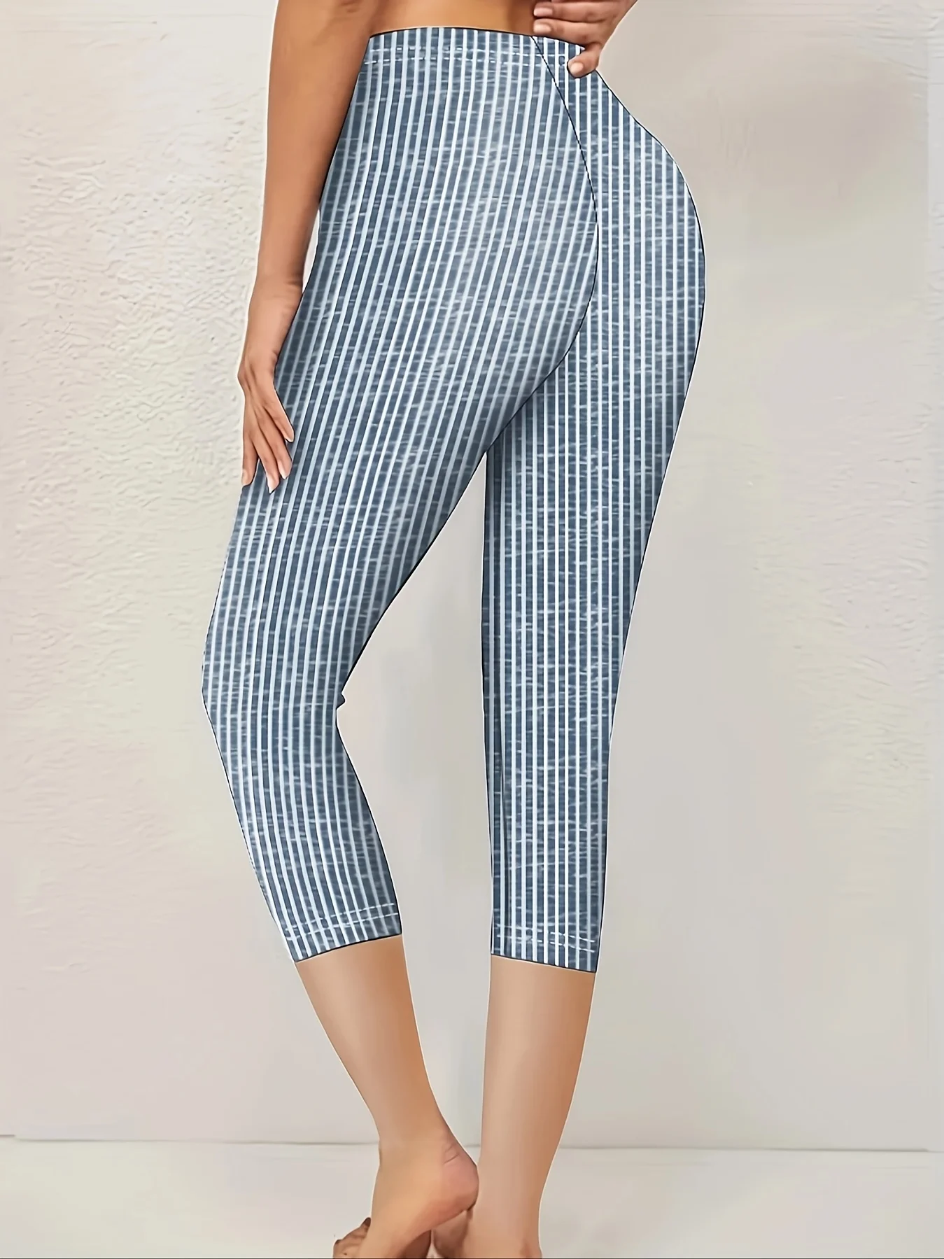 Women's Trousers Elastic Waist Legging Daily Going Out Casual Printing Striped Summer Pants