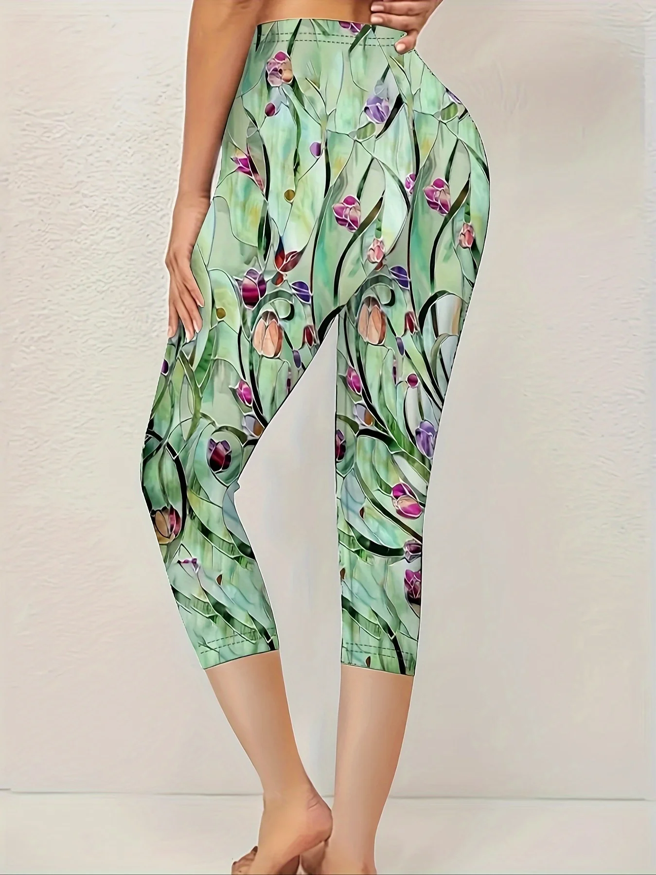 Women's Trousers Elastic Waist Legging Daily Going Out Casual Printing Floral Summer Pants