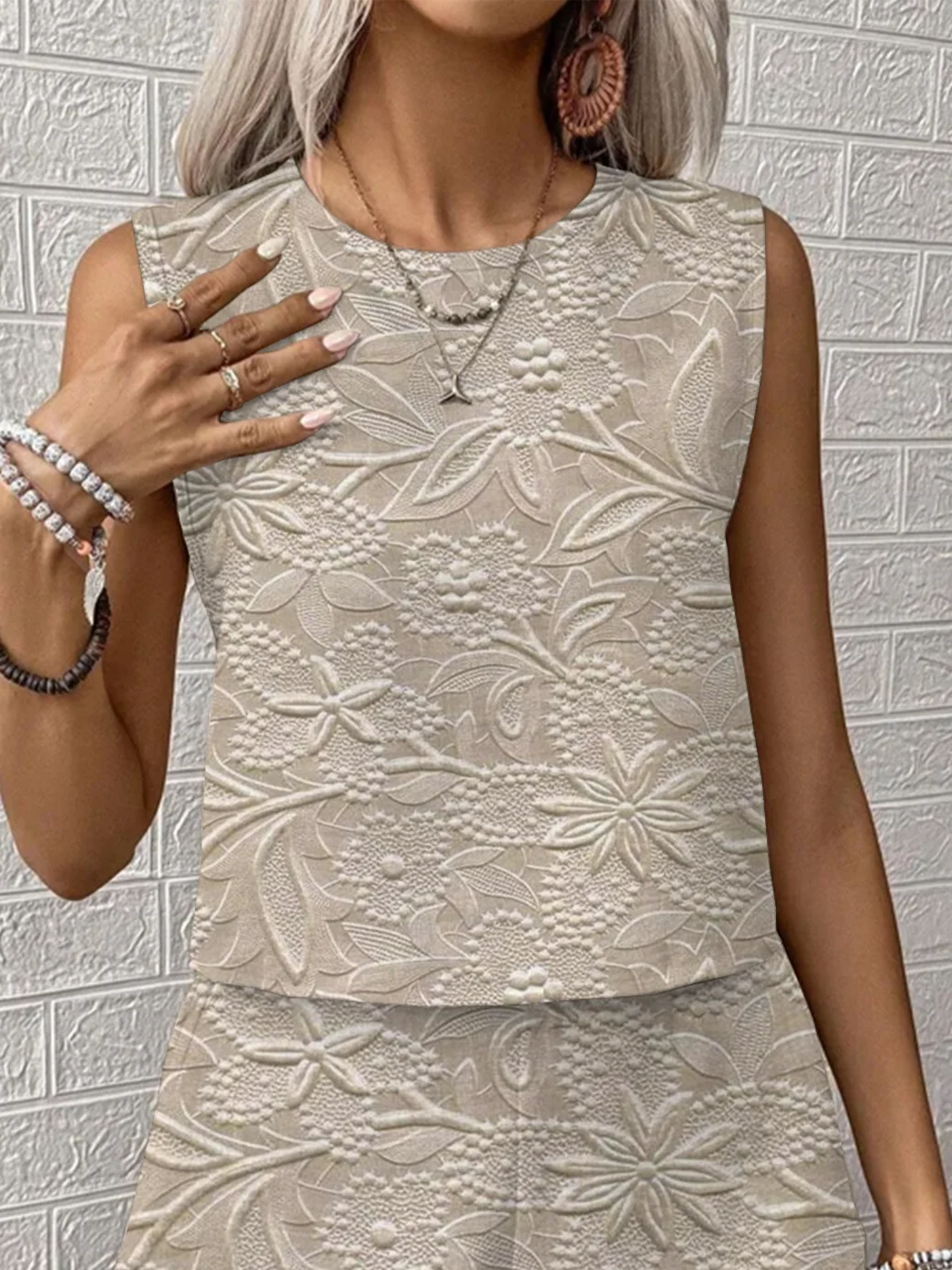 Women Floral Printing Two-Piece Set Daily Sleeveless Casual Summer Multi-Piece Set Matching Set