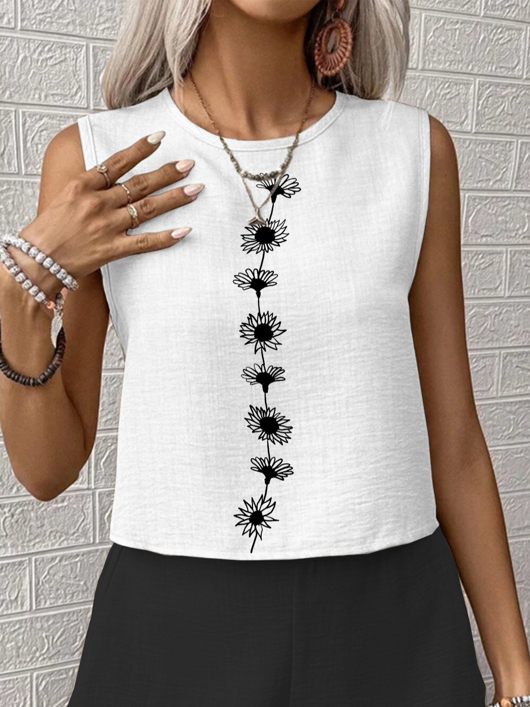 Women Floral Printing Two-Piece Set Daily Sleeveless Casual Summer Multi-Piece Set Matching Set