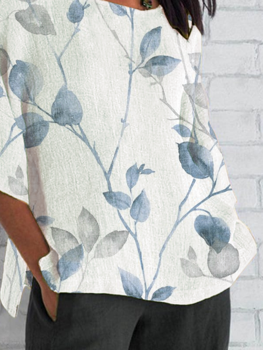 Women Floral Half Sleeve Tee T-shirt Crew Neck Casual Summer Top