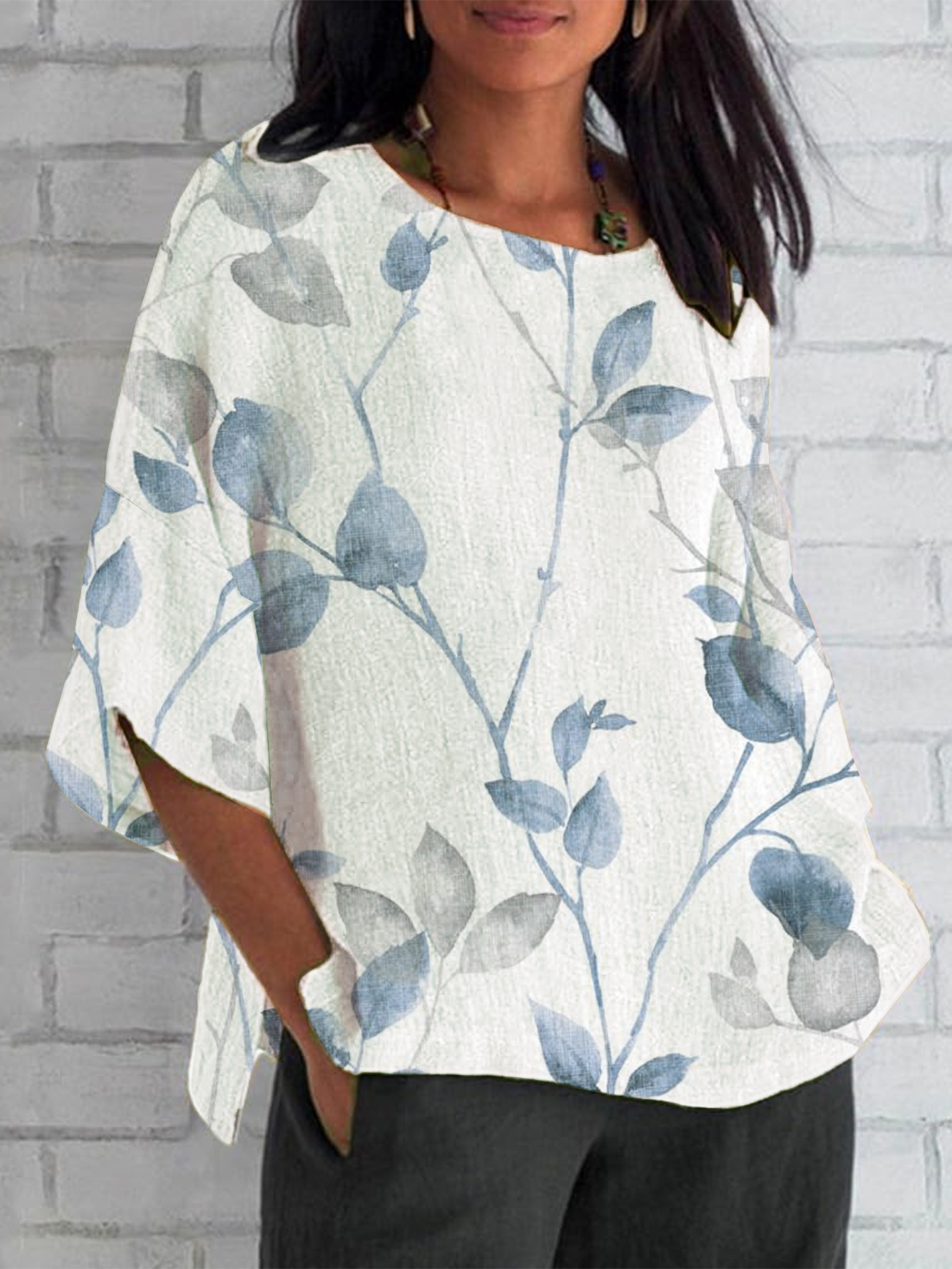 Women Floral Half Sleeve Tee T-shirt Crew Neck Casual Summer Top