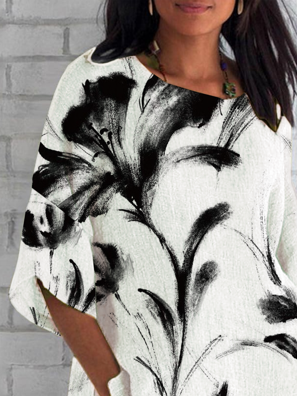 Women Floral Half Sleeve Tee T-shirt Crew Neck Casual Summer Top