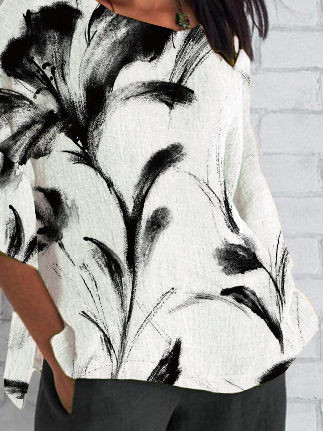 Women Floral Half Sleeve Tee T-shirt Crew Neck Casual Summer Top