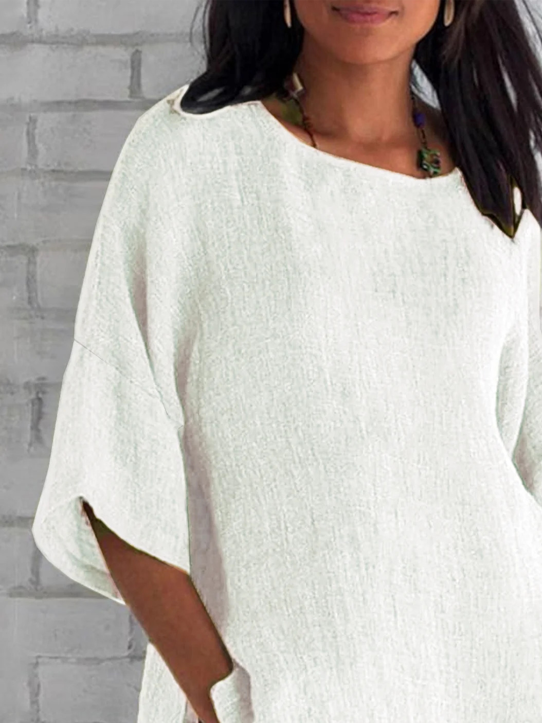 Women Plain Half Sleeve Tee T-shirt Crew Neck Casual Summer Top