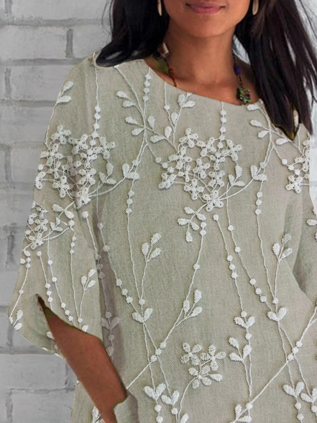Women Floral Half Sleeve Tee T-shirt Crew Neck Casual Summer Top