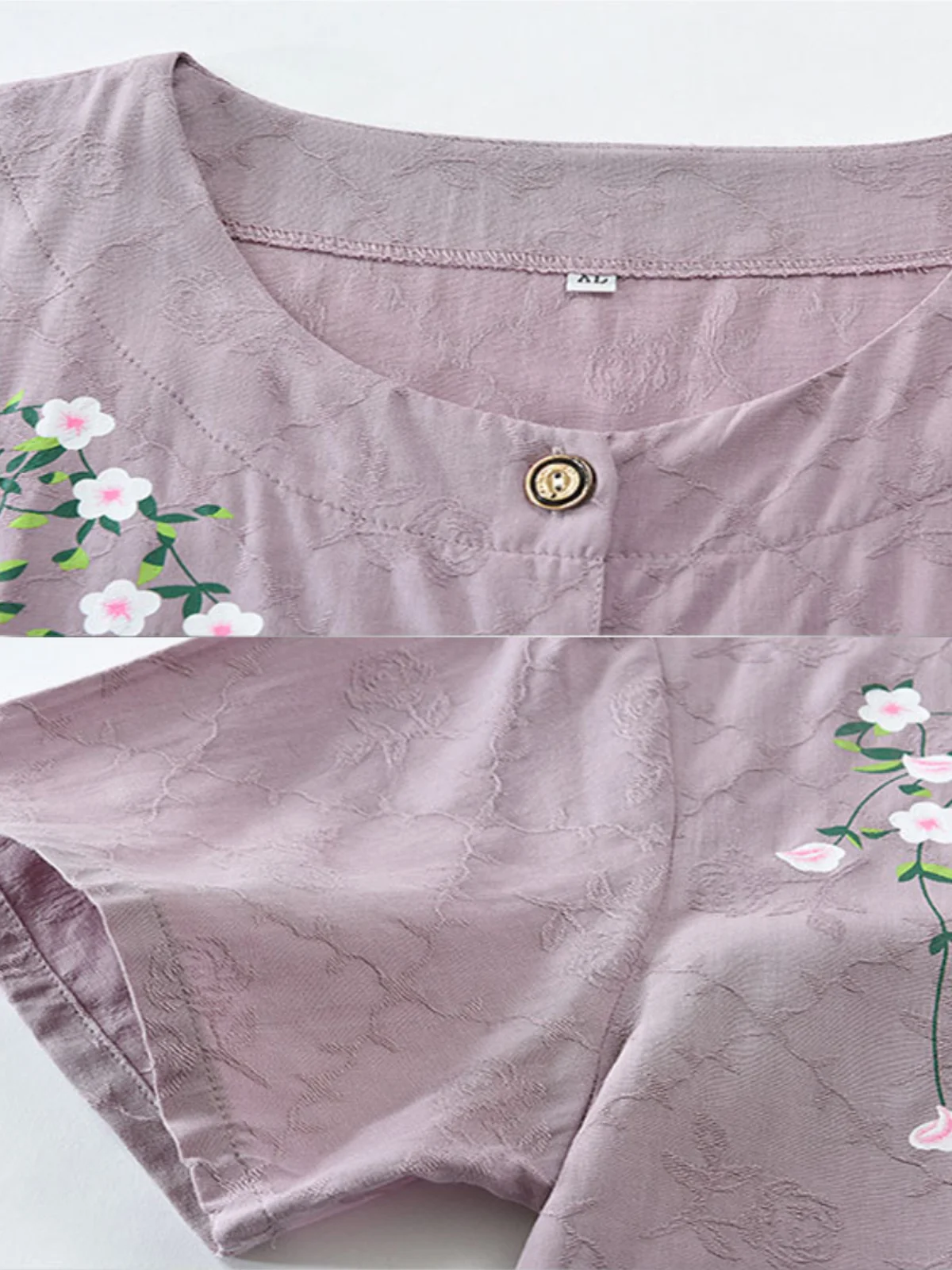 Women Floral Embroidery Two-Piece Set Daily Half Sleeve Casual Summer Top With Pants Matching Set