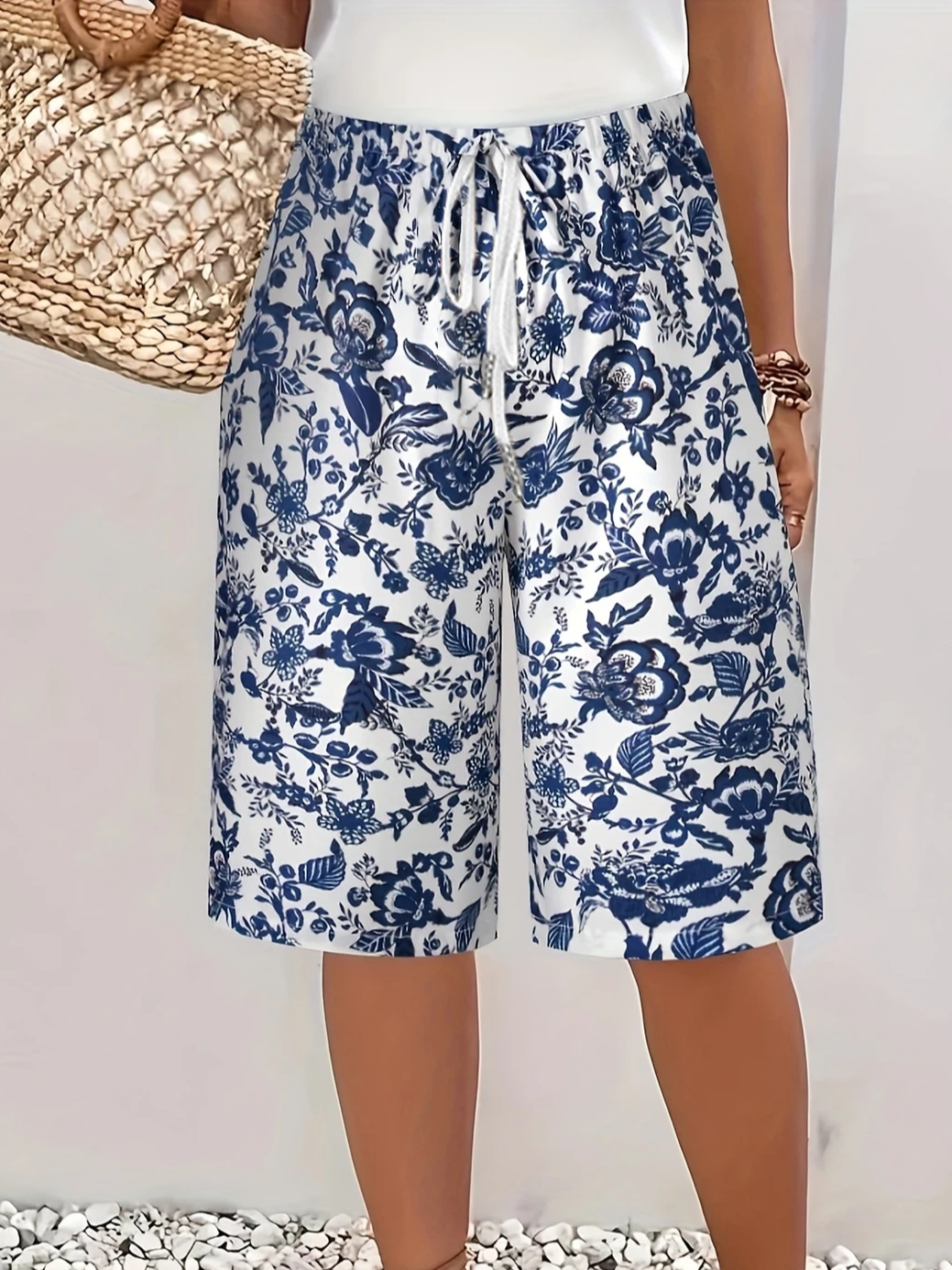 Women Floral Fifth Pants Pants Casual Summer Trousers
