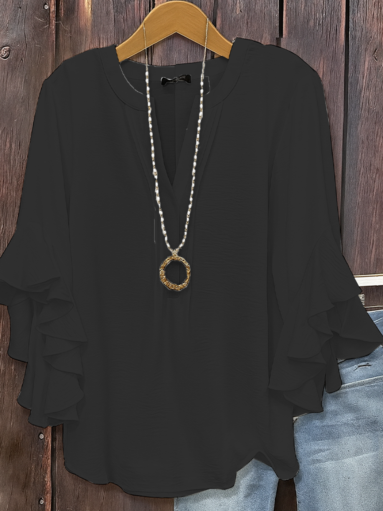 Women Plain Half Sleeve Shirt Summer V Neck Daily Casual Top