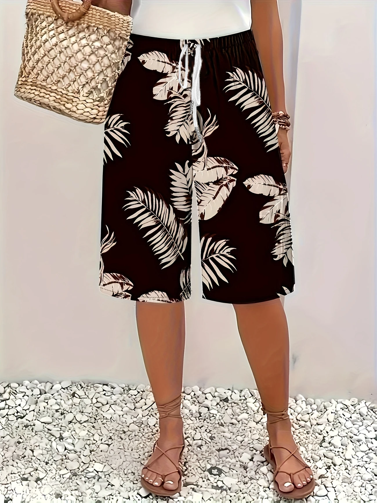 Women Floral Fifth Pants Pants Casual Summer Trousers
