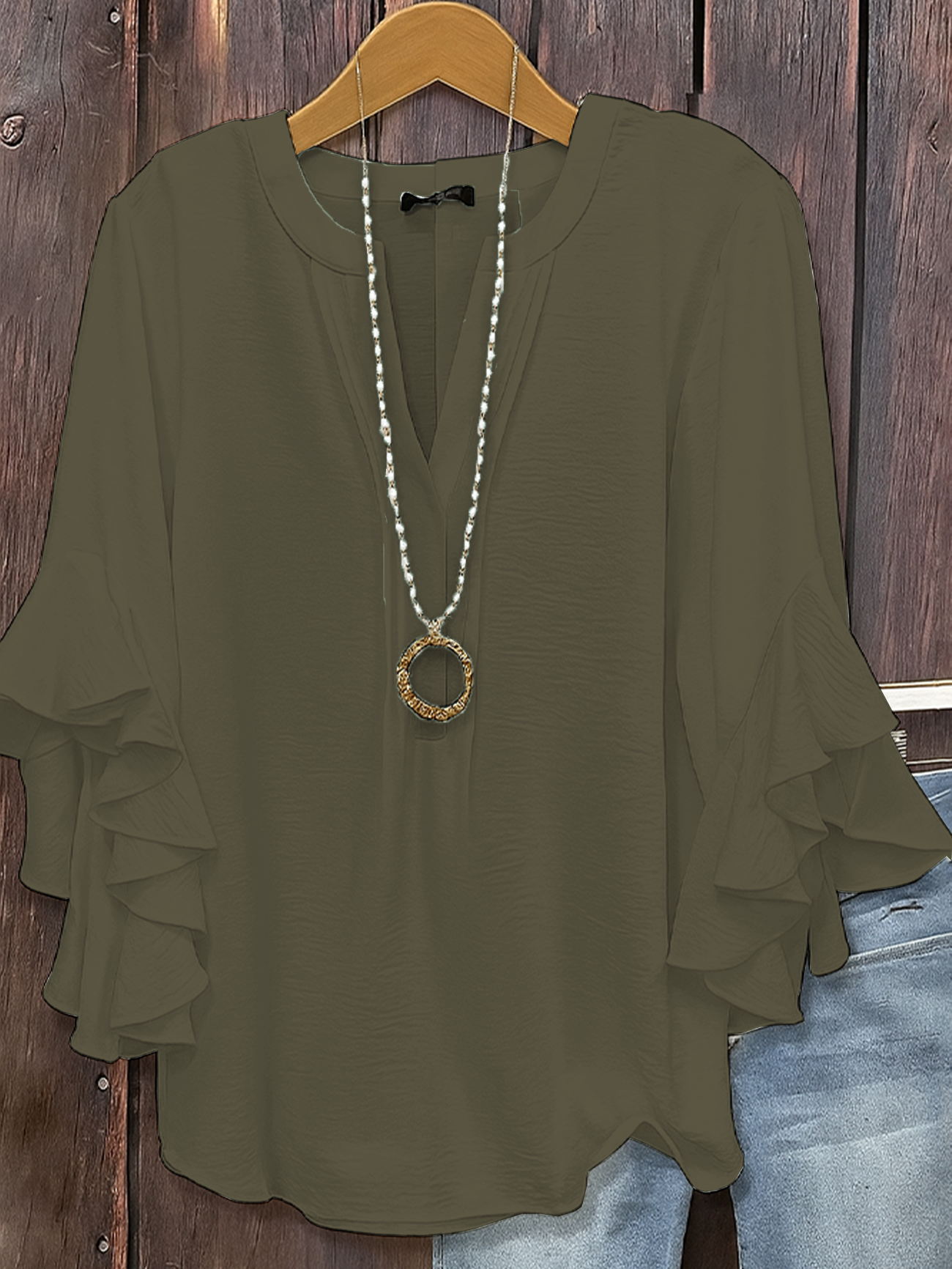 Women Plain Half Sleeve Shirt Summer V Neck Daily Casual Top