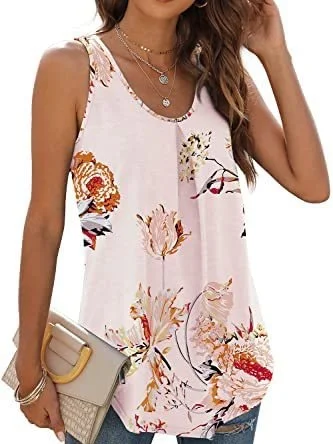 Women Sleeveless Tank Top Camisole Summer Plain Ruched Crew Neck Daily Sports Top