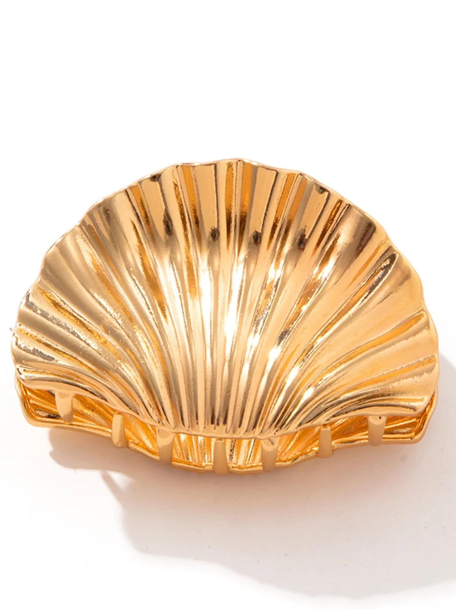 Real Gold Electroplated Headdress Large Shell Hairpin Niche Design Alloy Clip High-end Clip