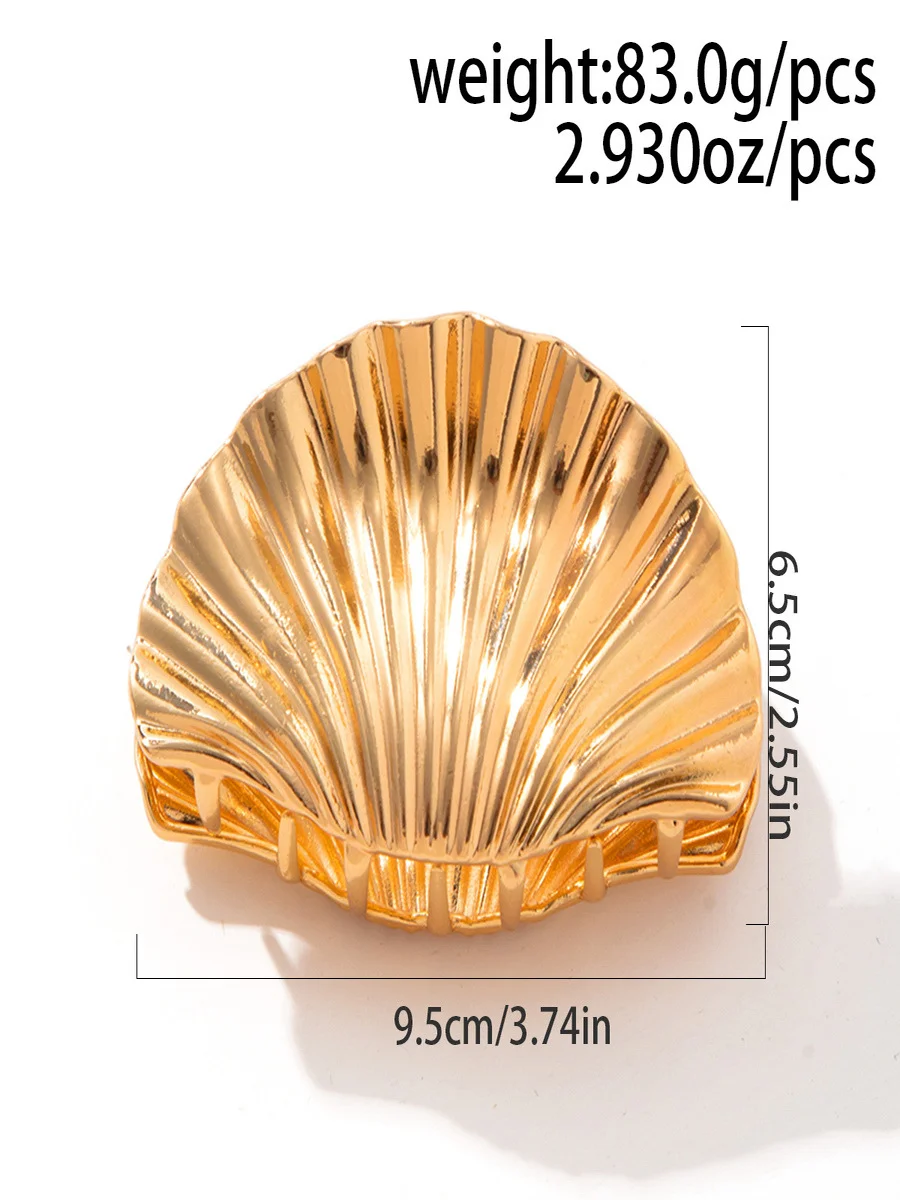 Real Gold Electroplated Headdress Large Shell Hairpin Niche Design Alloy Clip High-end Clip