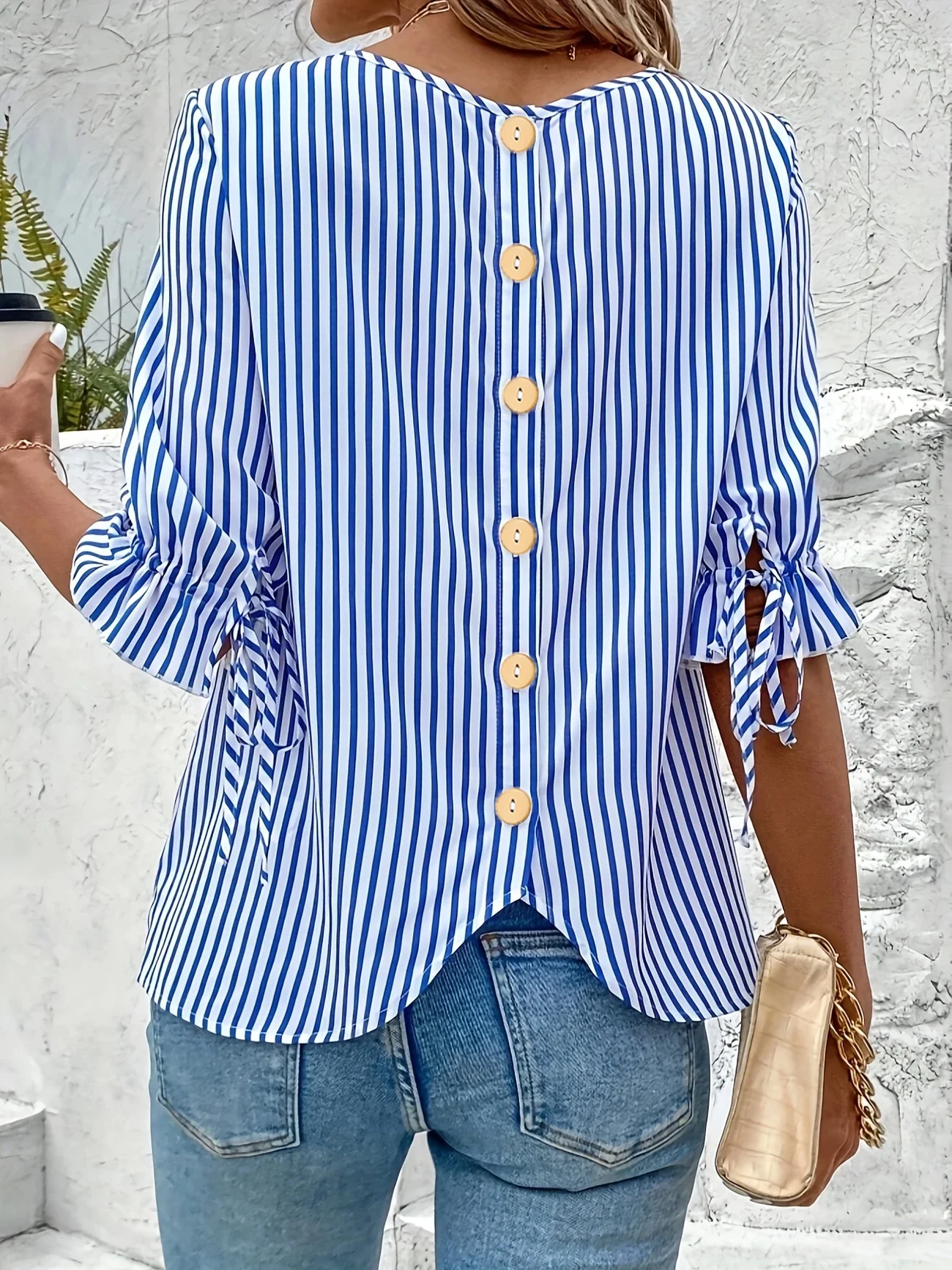 Women Striped Half Sleeve Shirt Summer Crew Neck Daily Vintage Top