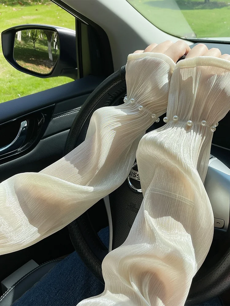 Outdoor Sun Protection Loose Sleeves For Women Anti-ultraviolet Arm Guards Summer Driving Mesh Gloves Thin Lace Ice Sleeves