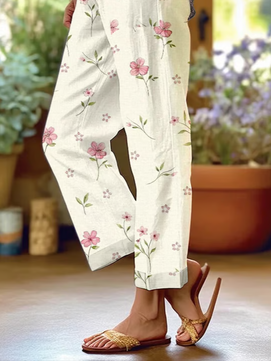 Women Floral Long Pants Casual Spring/Fall Trousers