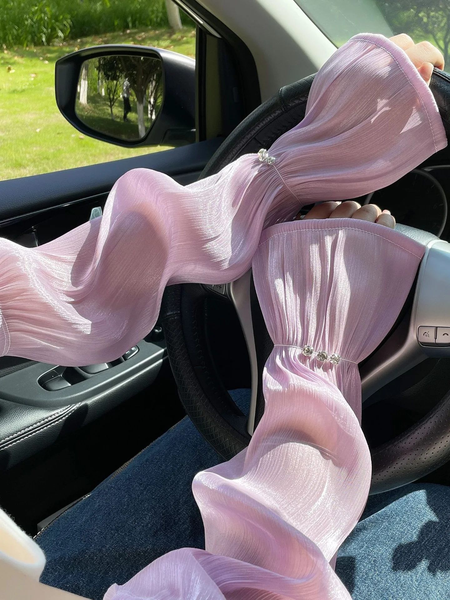 Outdoor Sun Protection Loose Sleeves For Women Anti-ultraviolet Arm Guards Summer Driving Mesh Gloves Thin Lace Ice Sleeves