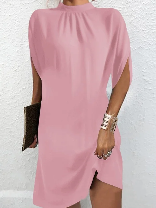 Women Geometric Short Sleeve Summer Printing Dress Crew Neck Dolman Sleeve Daily Vintage Midi Tank A-Line Dress