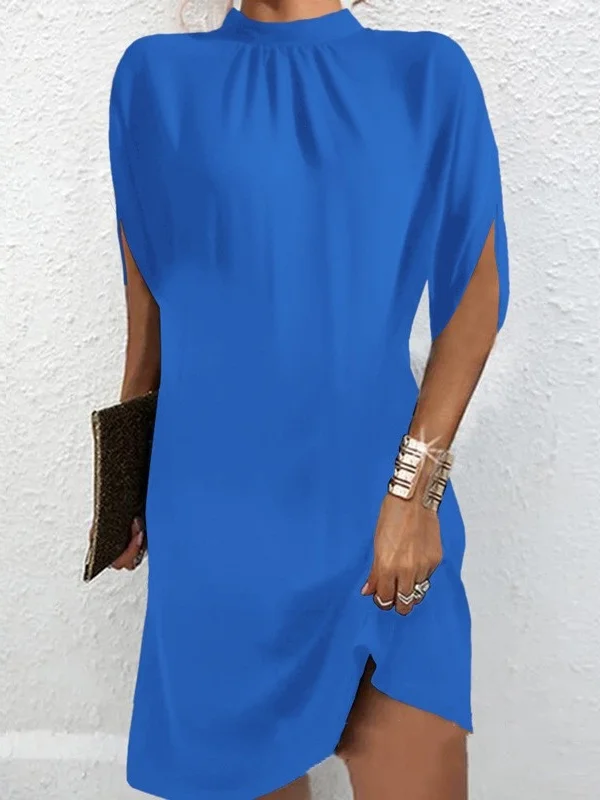 Women Geometric Short Sleeve Summer Printing Dress Crew Neck Dolman Sleeve Daily Vintage Midi Tank A-Line Dress