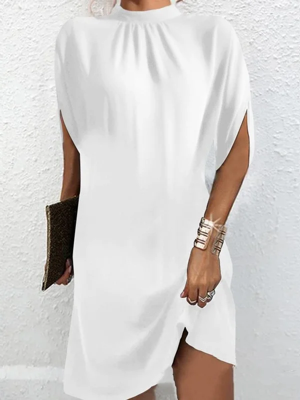 Women Geometric Short Sleeve Summer Printing Dress Crew Neck Dolman Sleeve Daily Vintage Midi Tank A-Line Dress