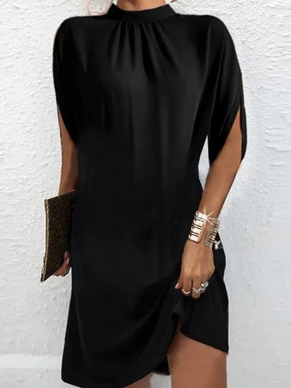 Women Geometric Short Sleeve Summer Printing Dress Crew Neck Dolman Sleeve Daily Vintage Midi Tank A-Line Dress