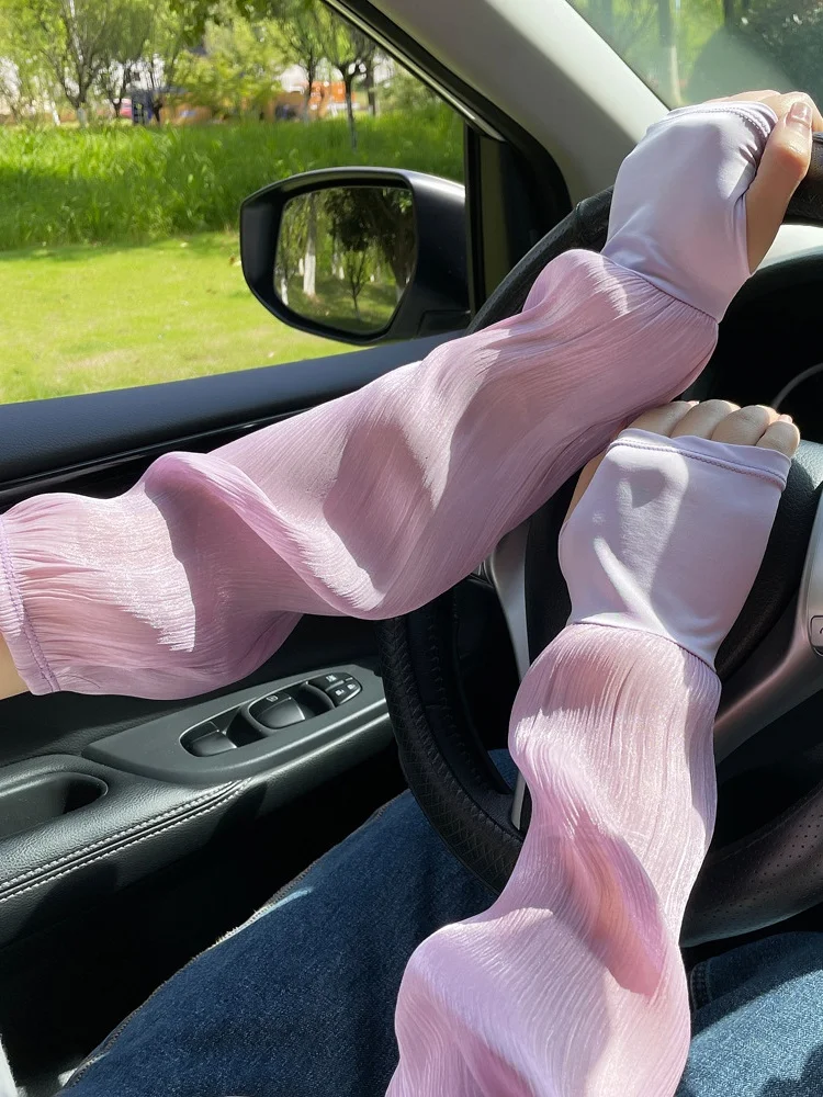 Outdoor Sun Protection Loose Sleeves For Women Anti-ultraviolet Arm Guards Summer Driving Mesh Gloves Thin Lace Ice Sleeves