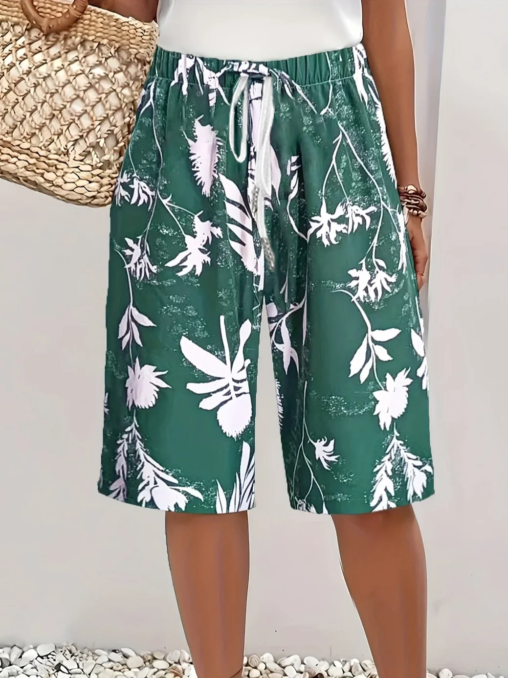 Women Floral Fifth Pants Pants Casual Summer Trousers