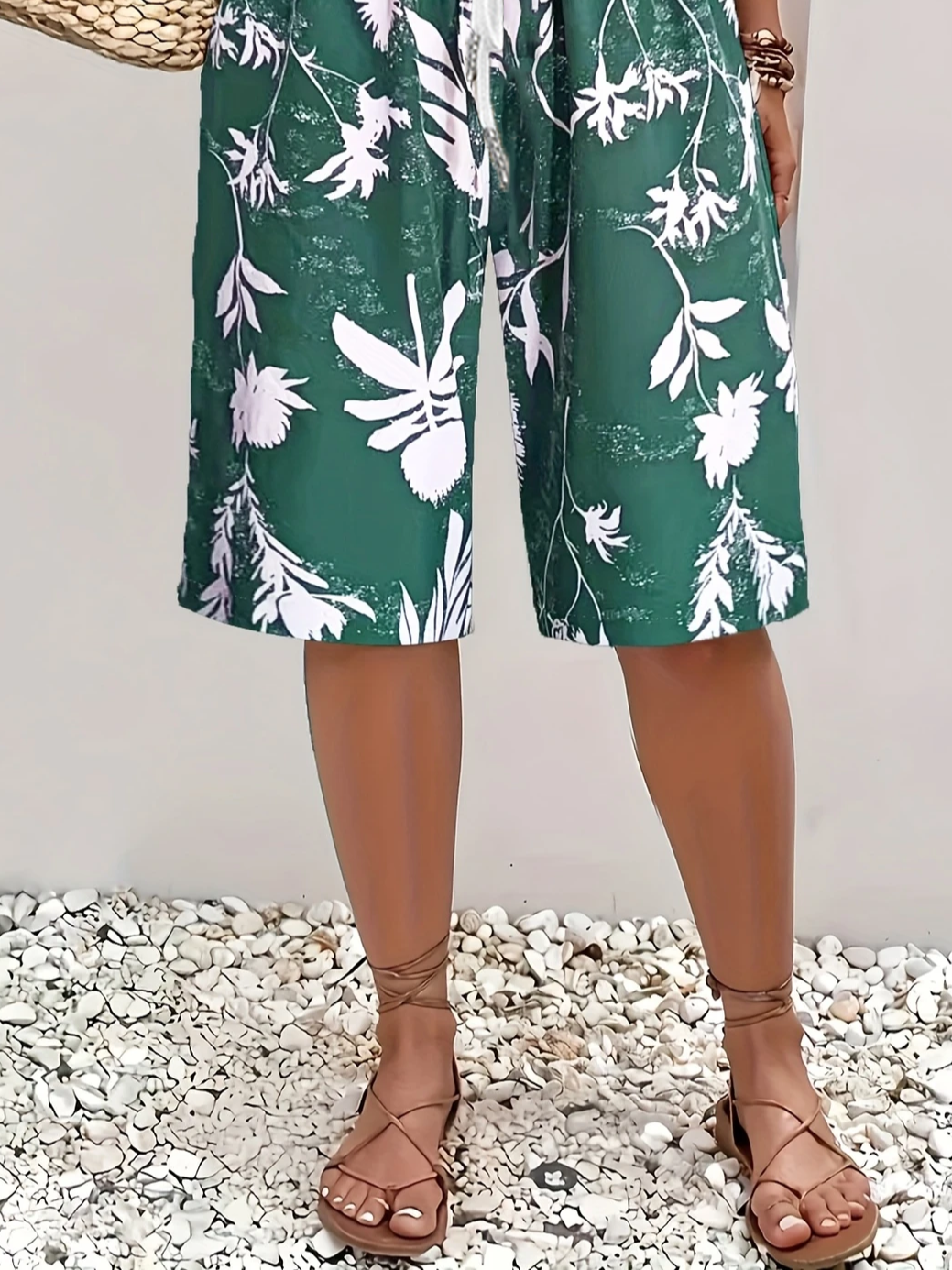 Women Floral Fifth Pants Pants Casual Summer Trousers