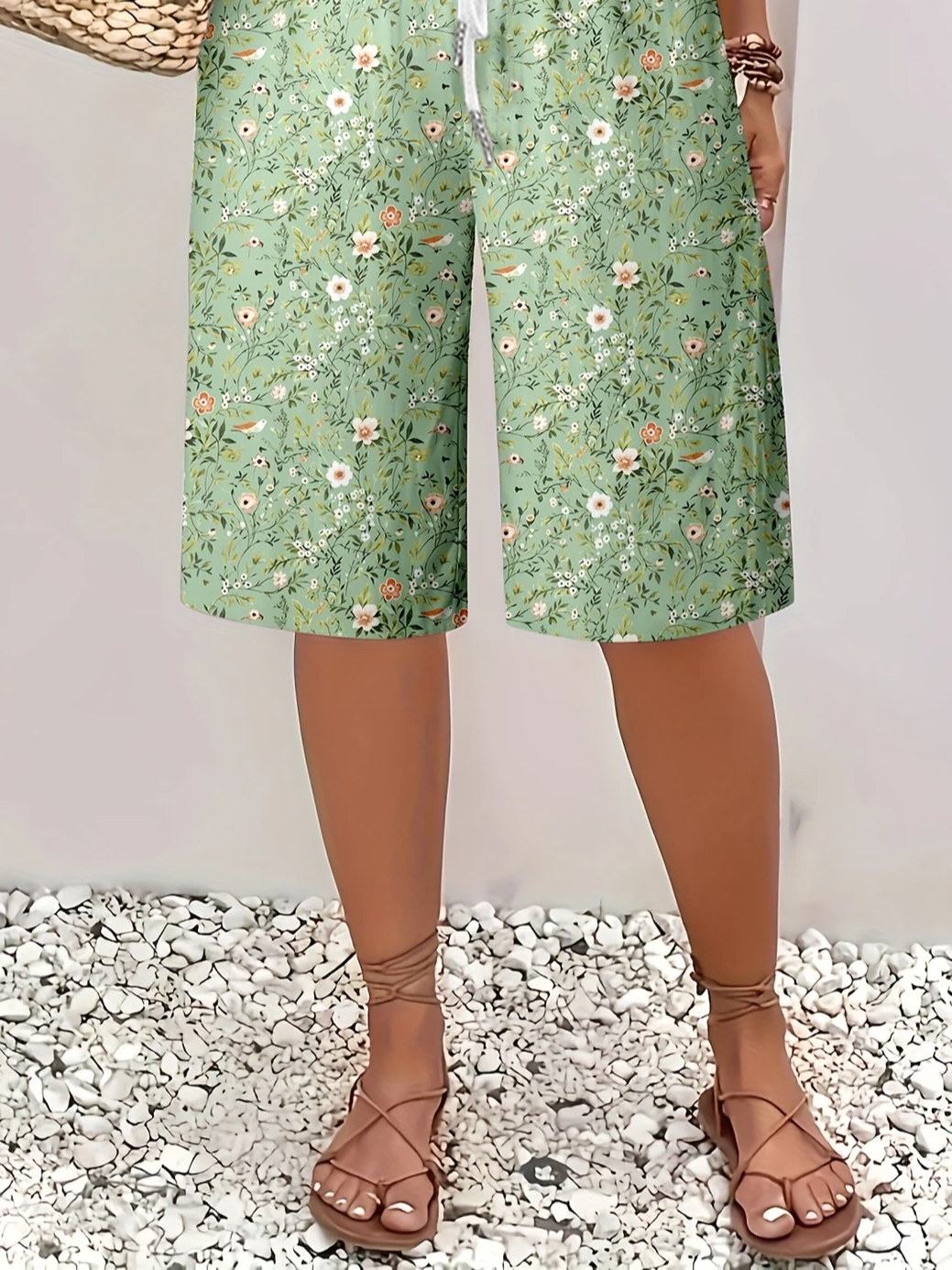 Women Floral Fifth Pants Pants Casual Summer Trousers