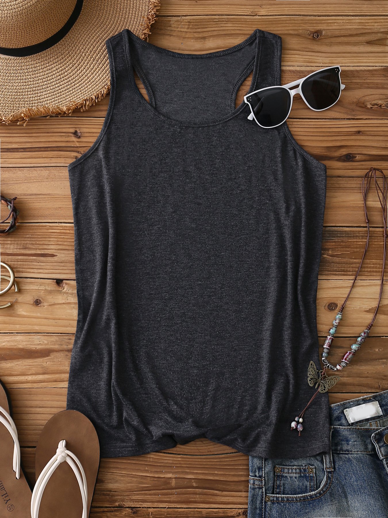 Women Sleeveless Tank Top Camisole Summer Plain Stand Collar Daily Sexy Top