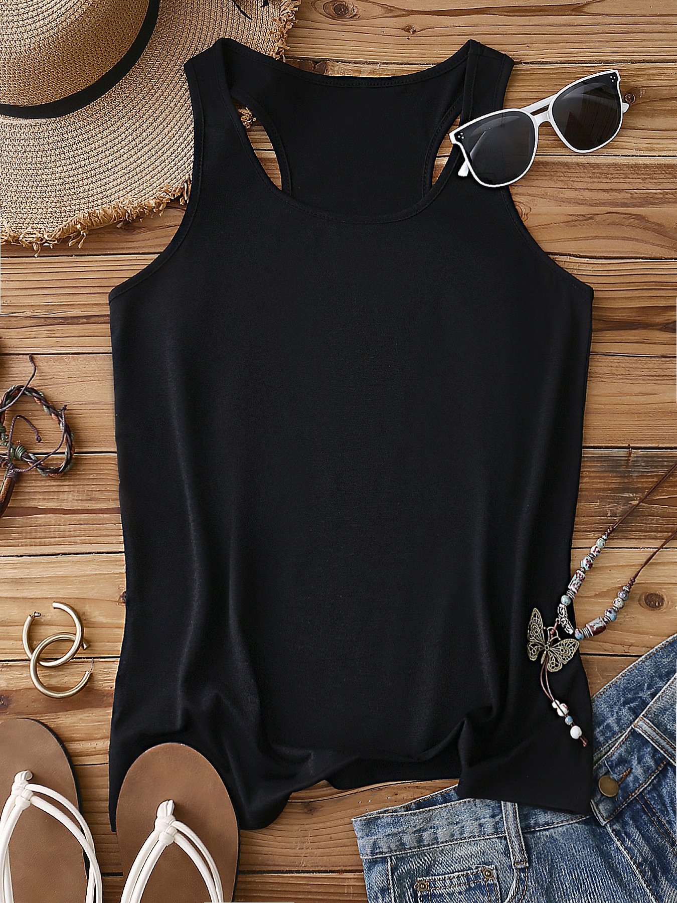 Women Sleeveless Tank Top Camisole Summer Plain Stand Collar Daily Sexy Top