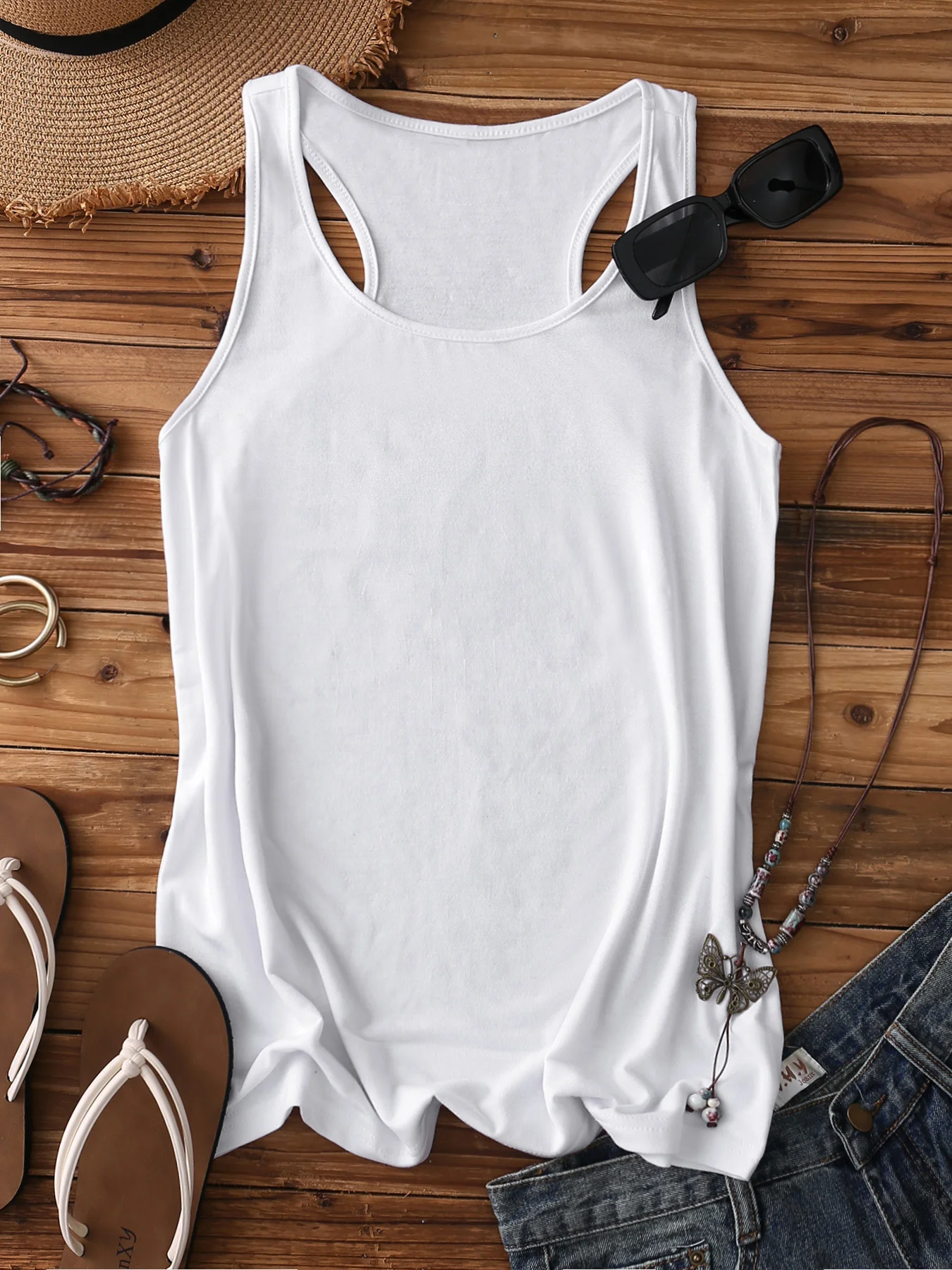 Women Sleeveless Tank Top Camisole Summer Plain Stand Collar Daily Sexy Top
